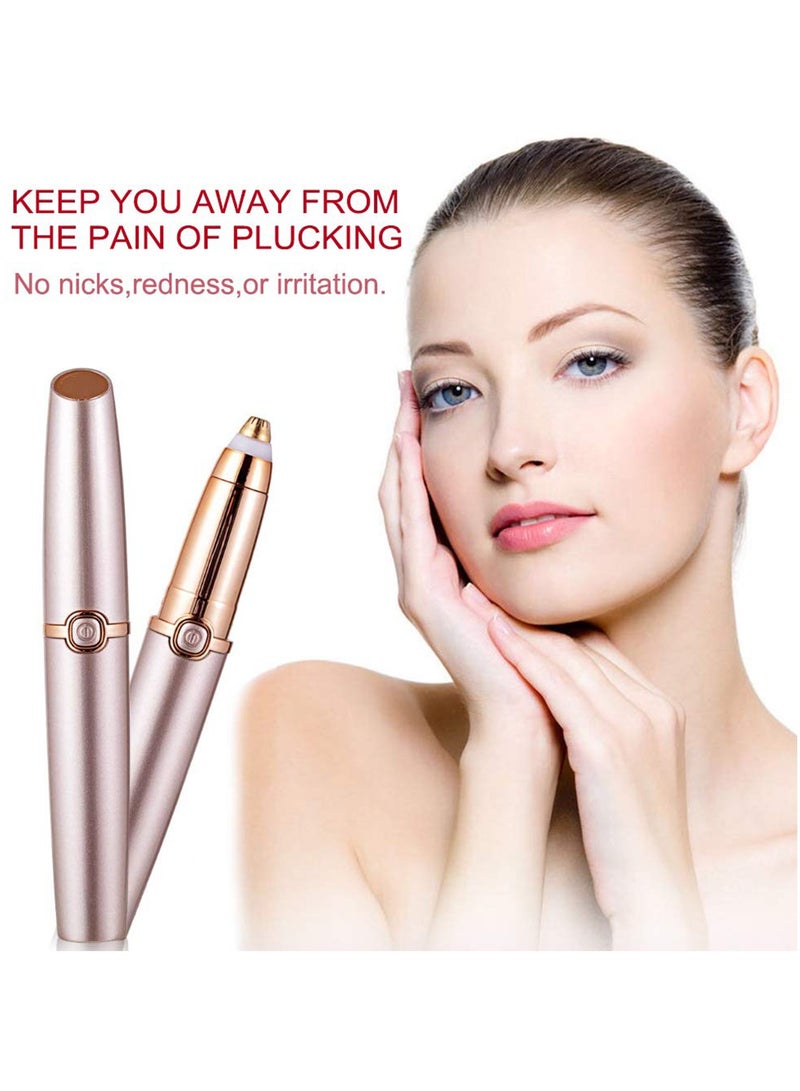 Eyebrow Hair Remover,  Painless Precision Eyebrow Trimmer Brows Epilator Eye Brow Facial Face Razor for Face Lips Nose Facial Hair Removal with LED Light for Women Men Rose Gold - Image 2